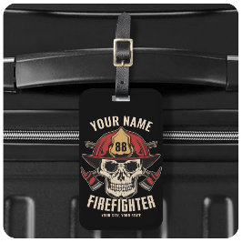 Personalized Firefighter Skull Fireman Fire Dept Gepäckanhänger