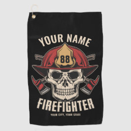 Personalized Firefighter Skull Fireman Fire Dept Golfhandtuch