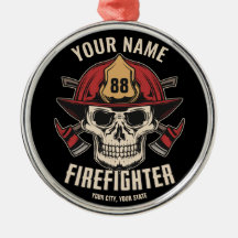 Personalized Firefighter Skull Fireman Fire Dept
