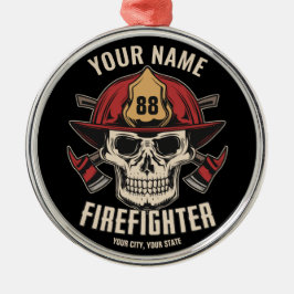 Personalized Firefighter Skull Fireman Fire Dept Ornament Aus Metall