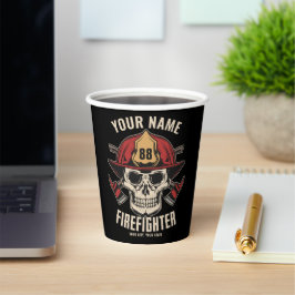 Personalized Firefighter Skull Fireman Fire Dept Pappbecher