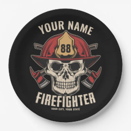 Personalized Firefighter Skull Fireman Fire Dept Pappteller