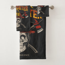 Personalized Fireman Skull Helmet Achse Firefighte Badhandtuch Set