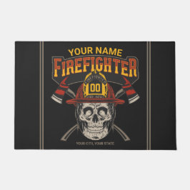 Personalized Fireman Skull Helmet Achse Firefighte Fußmatte