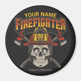 Personalized Fireman Skull Helmet Achse Firefighte Magnet