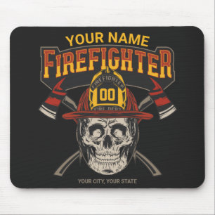 Personalized Fireman Skull Helmet Achse Firefighte Mousepad