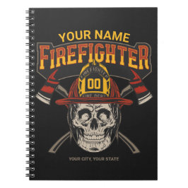 Personalized Fireman Skull Helmet Achse Firefighte Notizblock