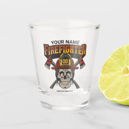 Personalized Fireman Skull Helmet Achse Firefighte Schnapsglas