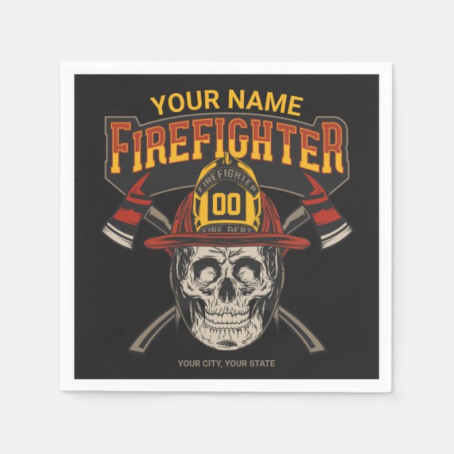 Personalized Fireman Skull Helmet Achse Firefighte Serviette (Vorderseite)
