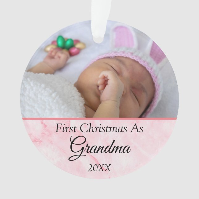 Personalized First Christmas as Grandma Photo 2022 Ornament (Vorderseite)