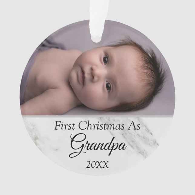 Personalized First Christmas as Grandpa Photo 2022 Ornament (Vorderseite)