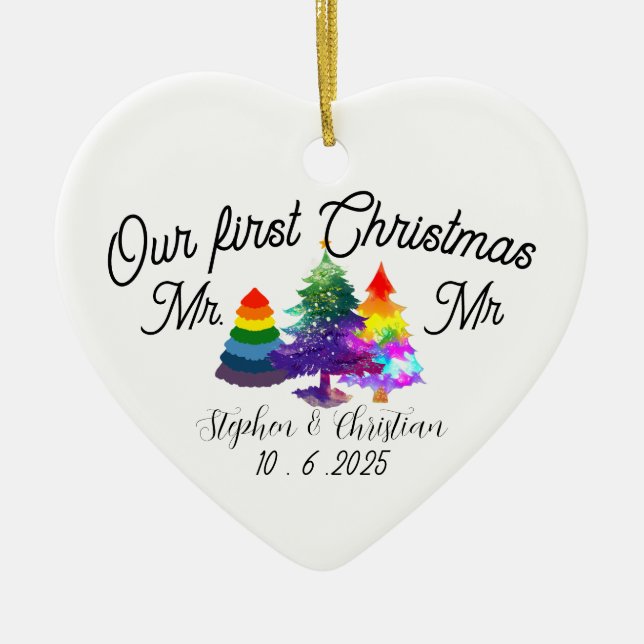 Personalized First Christmas As Mrs & Mrs  Keramik Ornament (Vorne)