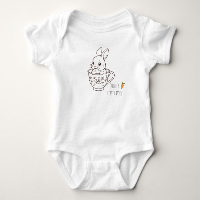 Personalized First Easter Bunny Baby Strampler (Vorderseite)