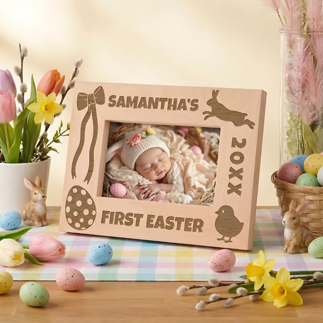 Personalized First Easter-Bunny, Eggs, Chick, Bow Geätzte Rahmen (Von Creator hochgeladen)