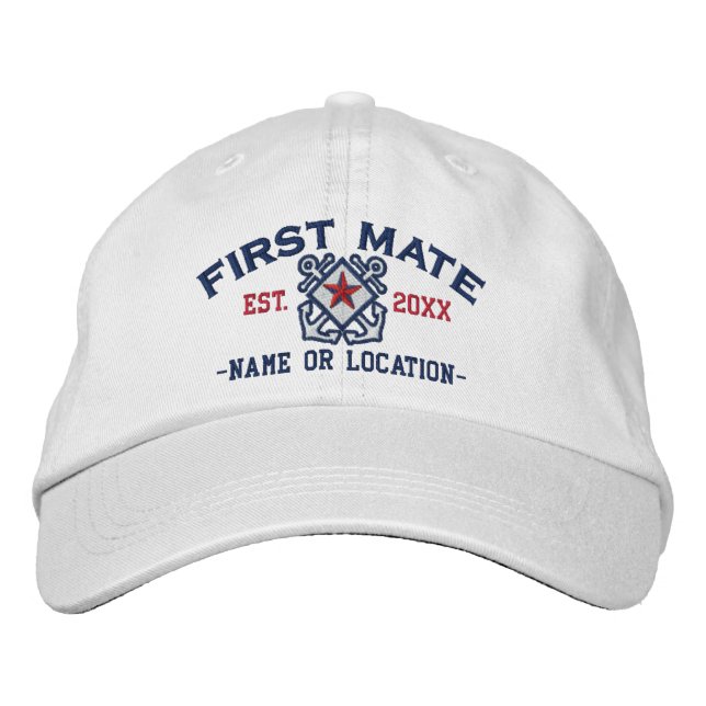 Personalized First Mate Nautical Star Embroidery Bestickte Kappe (Vorderseite)