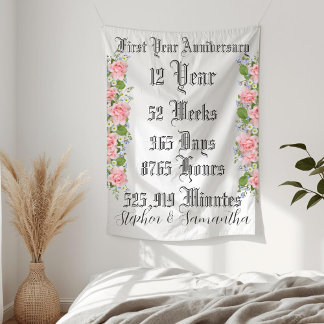 Personalized first  year anniversary typography  wandteppich