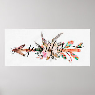 Personalized floral arrow poster