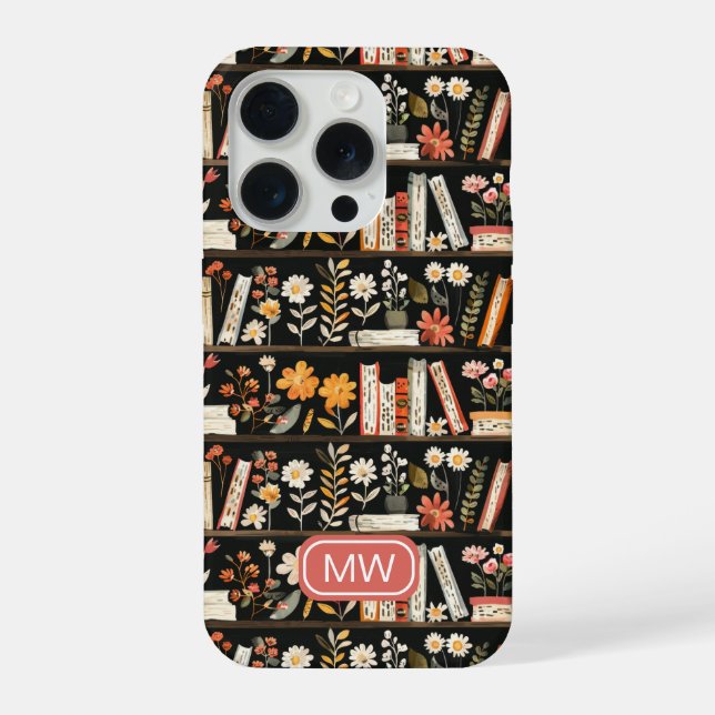 Personalized Floral Bookshelf Phone Case iPhone 15 Pro Hülle (Rückseite)
