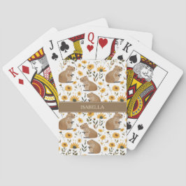 Personalized Floral Capybara Playing Cards Spielkarten