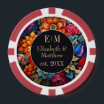 Personalized Floral Fiesta Casino Night Wedding Pokerchips<br><div class="desc">Elevate your casino night with these personalized watercolor floral poker chips featuring a bold navy center, vibrant fiesta-inspired blooms, and elegant gold typography. Perfect for weddings, engagement parties, birthday celebrations, casino-themed events, or custom game night décor. Add your names and established date to create a stylish keepsake that doubles as...</div>