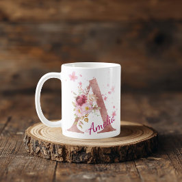 Personalized Floral Initial Mug - Letter A Kaffeetasse