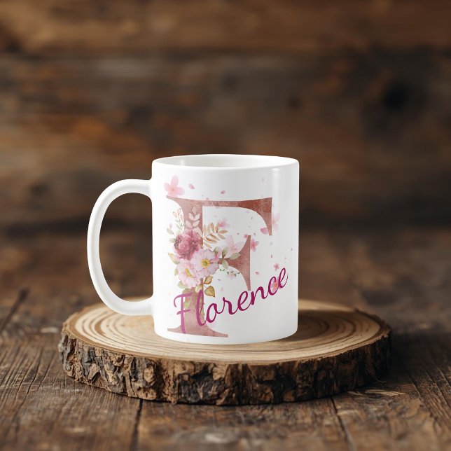 Personalized Floral Initial Mug – Letter F (Créateur téléchargé)