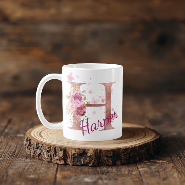Personalized Floral Initial Mug – Letter H (Créateur téléchargé)