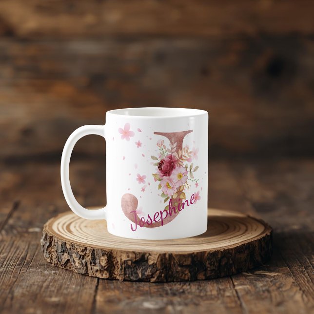 Personalized Floral Initial Mug – Letter J Kaffeetasse (Von Creator hochgeladen)