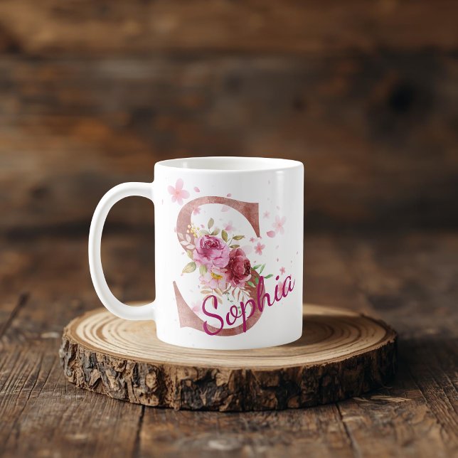 Personalized Floral Initial Mug – Letter S (Créateur téléchargé)