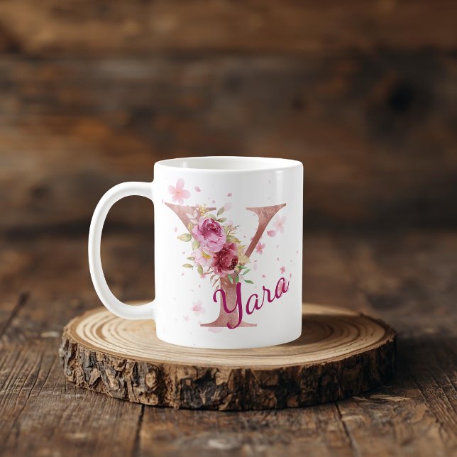 Personalized Floral Initial Mug – Letter Y (Créateur téléchargé)