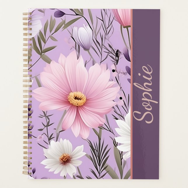 Personalized Floral Lavender Planner with Name (Devant)