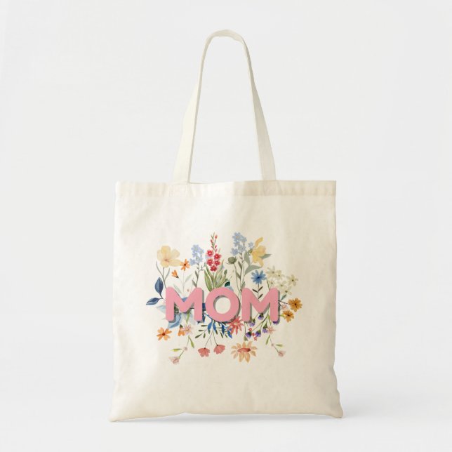 Personalized Floral Mom Tote Bag (Devant)