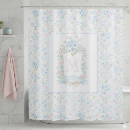 Personalized Floral Monogram Shower Curtain Duschvorhang