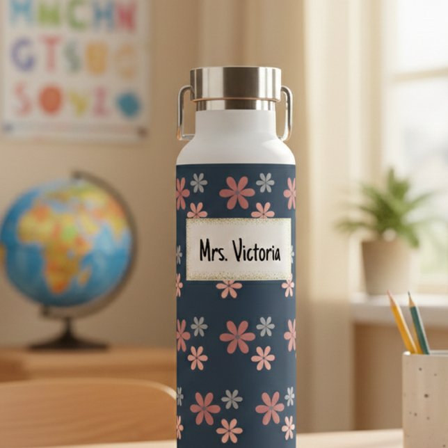 Personalized Floral Mrs. Victoria Insulated Water  Trinkflasche (Von Creator hochgeladen)
