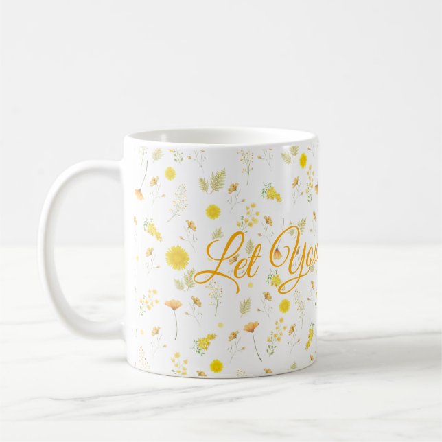 Personalized Floral Mug with Custom Name or Text (Gauche)