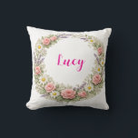 Personalized Floral Name Pillow Custom Gift  Kissen<br><div class="desc">A beautifully soft and personal gift she will absolutely adore! This stunning personalized floral pillow features her name surrounded by delicate blooming flowers in soft pastel tones the perfect combination of beautiful home decor and a deeply personal heartfelt gift! A gift so pretty it belongs on every bed, sofa and...</div>