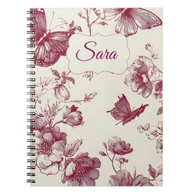 Personalized Floral Notebook – Custom Name Notizblock (Vorderseite)