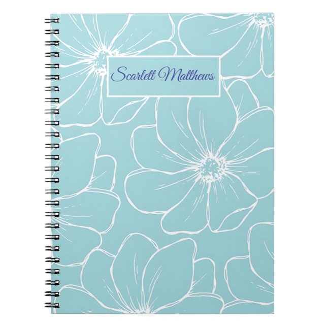 Personalized Floral Notebook with Name  Notizblock (Vorderseite)