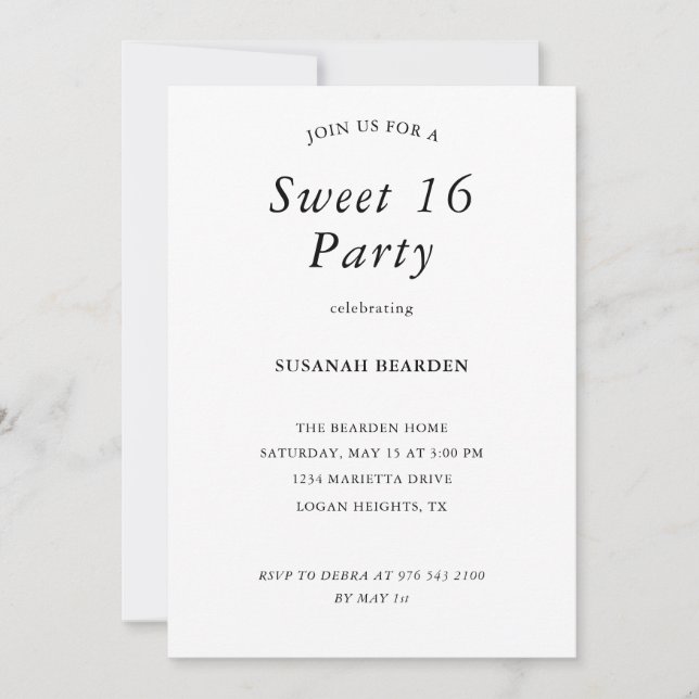Personalized Floral Pink Sweet 16 Party Invitation Einladung (Vorderseite)