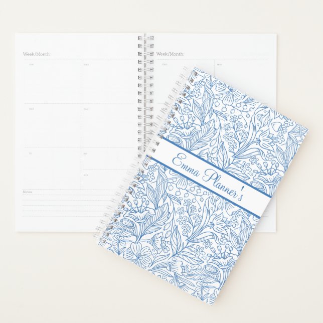 Personalized Floral Planner with Name (Devant avec enveloppe)