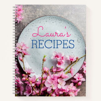Personalized Floral Recipe Notebook – Custom Name  Notizbuch
