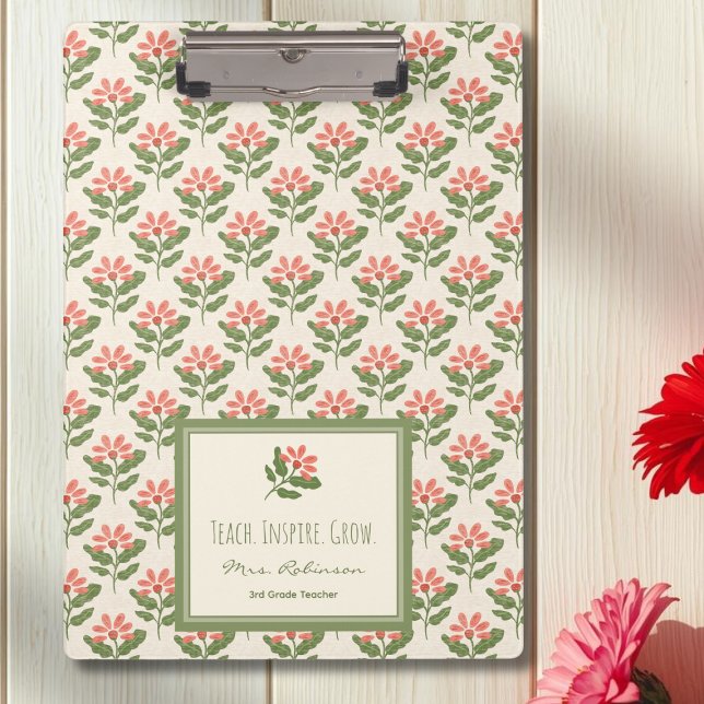 Personalized Floral Teacher Clipboard Klemmbrett (Personalized Floral Teacher Clipboard | Perfect Teacher Appreciation Gift)