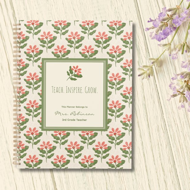Personalized Floral Teacher Planner Planer (Personalized Floral Teacher Planner | Thoughtful Teacher Gift)