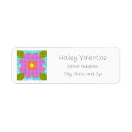 Personalized Flower Quilt Block Return Address