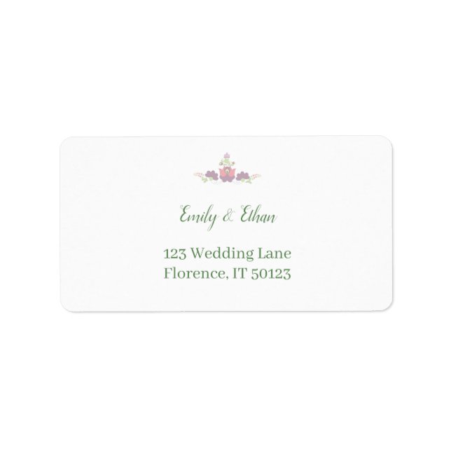 Personalized Folk Floral Wedding Greenery Design Adressaufkleber (Vorne)