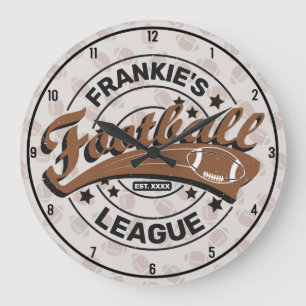Personalized Football League Player Game Große Wanduhr