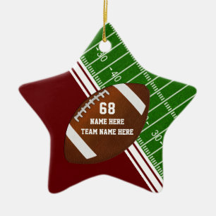Personalized Football Player Ornaments, Maroon Keramik Ornament