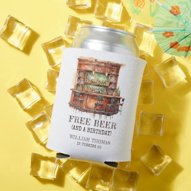 Personalized Free Beer Adult Birthday Any Age Dosenkühler (In Situ Sommer)