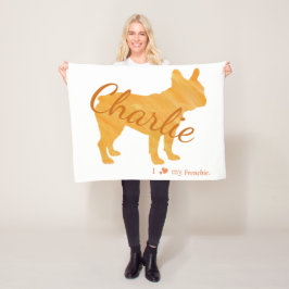 Personalized French Bulldog Pastel Orange  Frenchi Fleecedecke