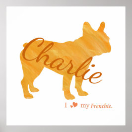 Personalized French Bulldog Pastel Orange Frenchie Poster